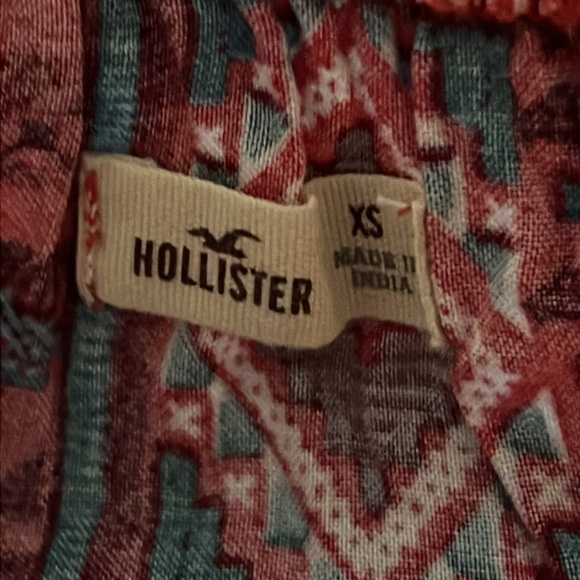 Hollister red hobo peasant cropped red print top Sz XS blouse - Picture 10 of 12